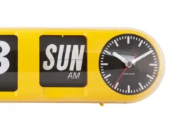 Wandklok Tube Flip - Heldergeel