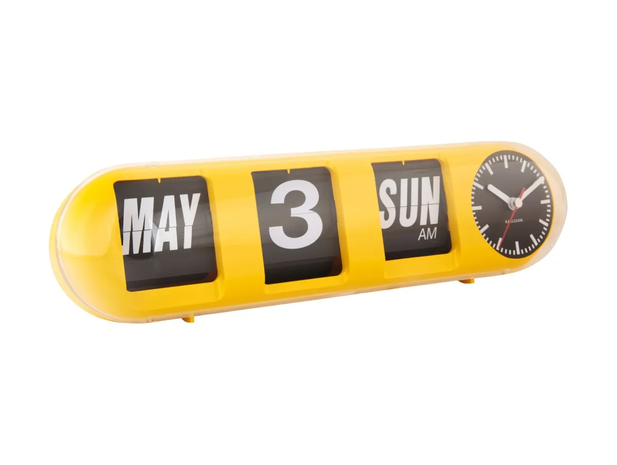 Wandklok Tube Flip - Heldergeel