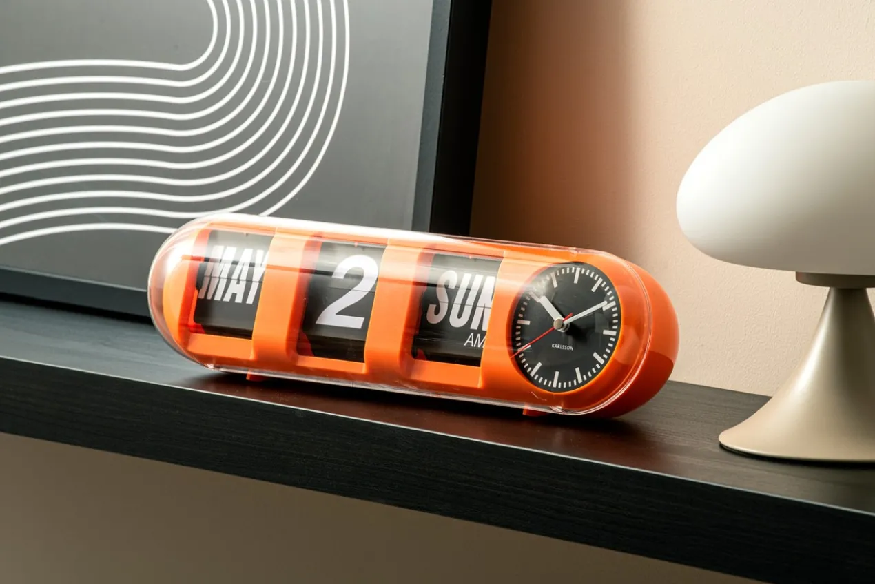 Wandklok Tube Flip - Oranje