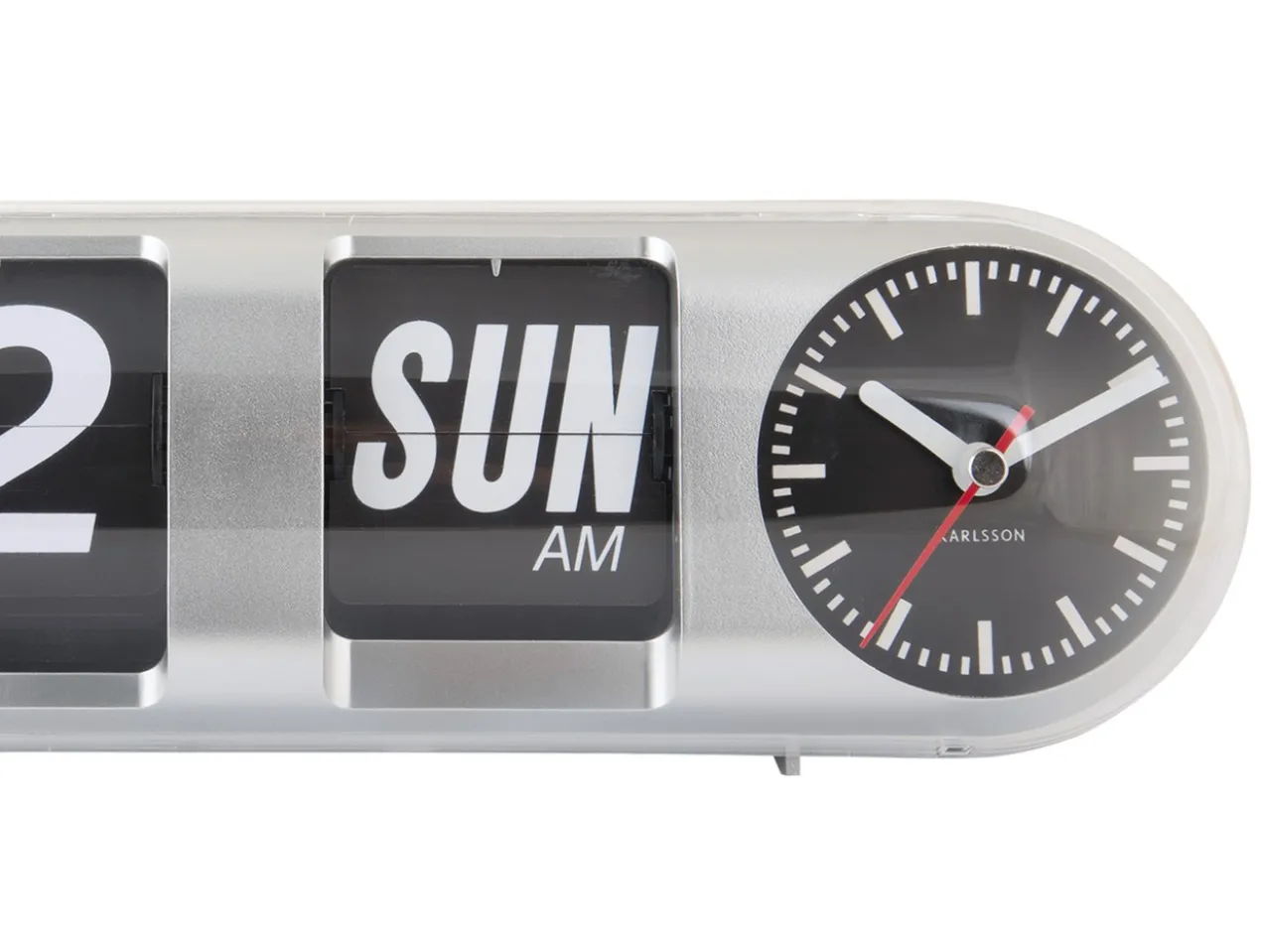 Wandklok Tube Flip - Zilver