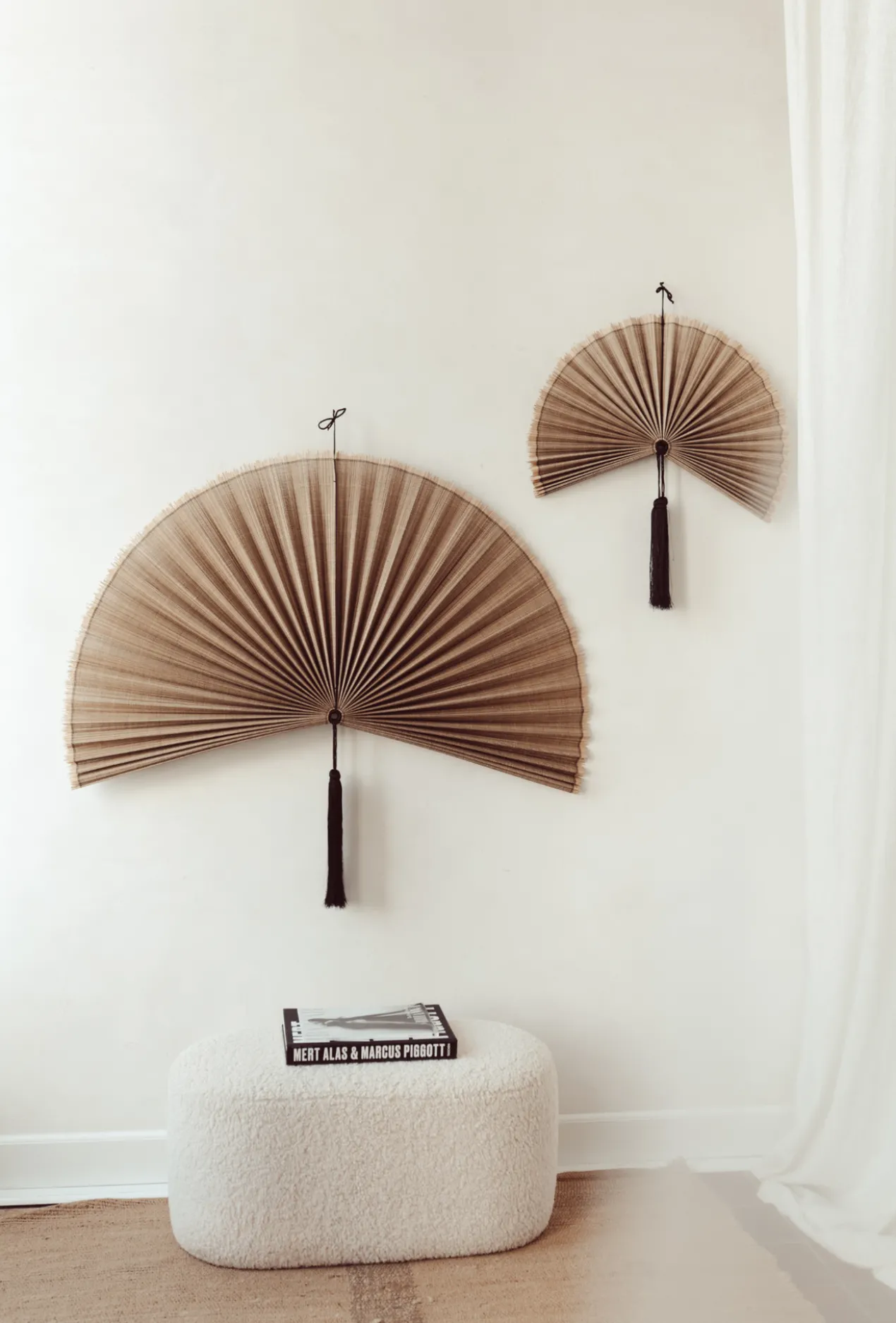 Wandornament Bamboe waaier bruin M