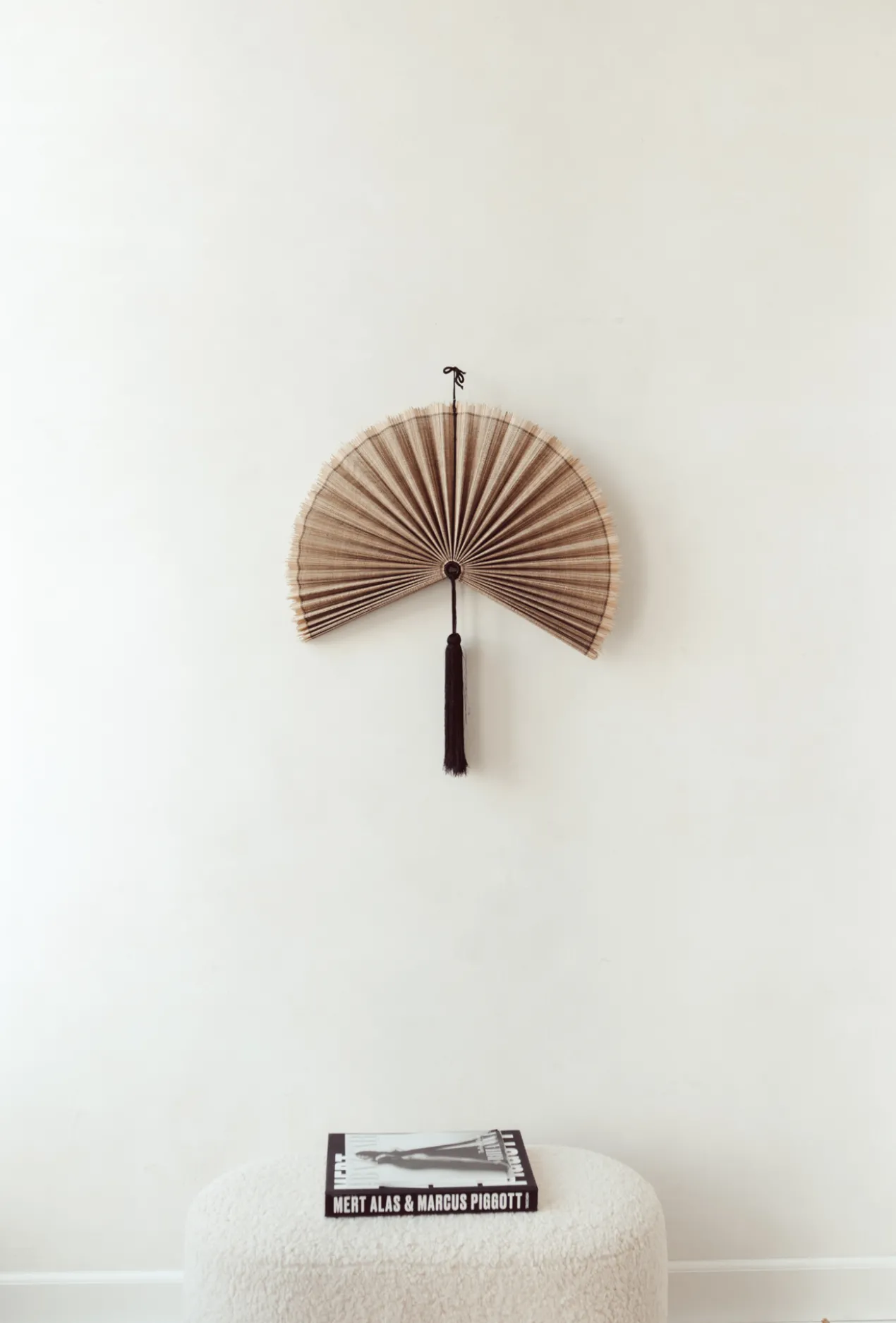 Wandornament Bamboe waaier bruin M