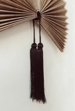Wandornament Bamboe waaier bruin XL