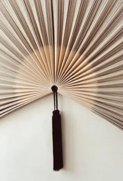 Wandornament bamboe waaier naturel XL