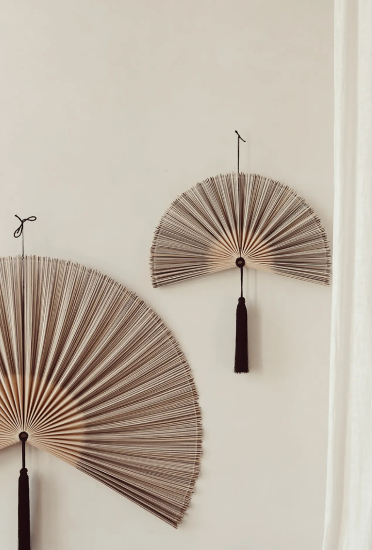 Wandornament Bamboe waaier naturel M