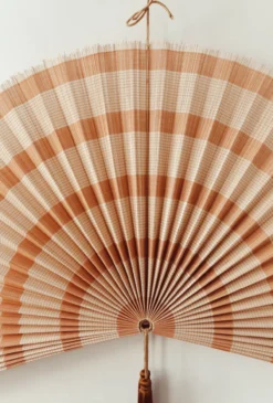 Wandornament bamboe waaier terracotta XL
