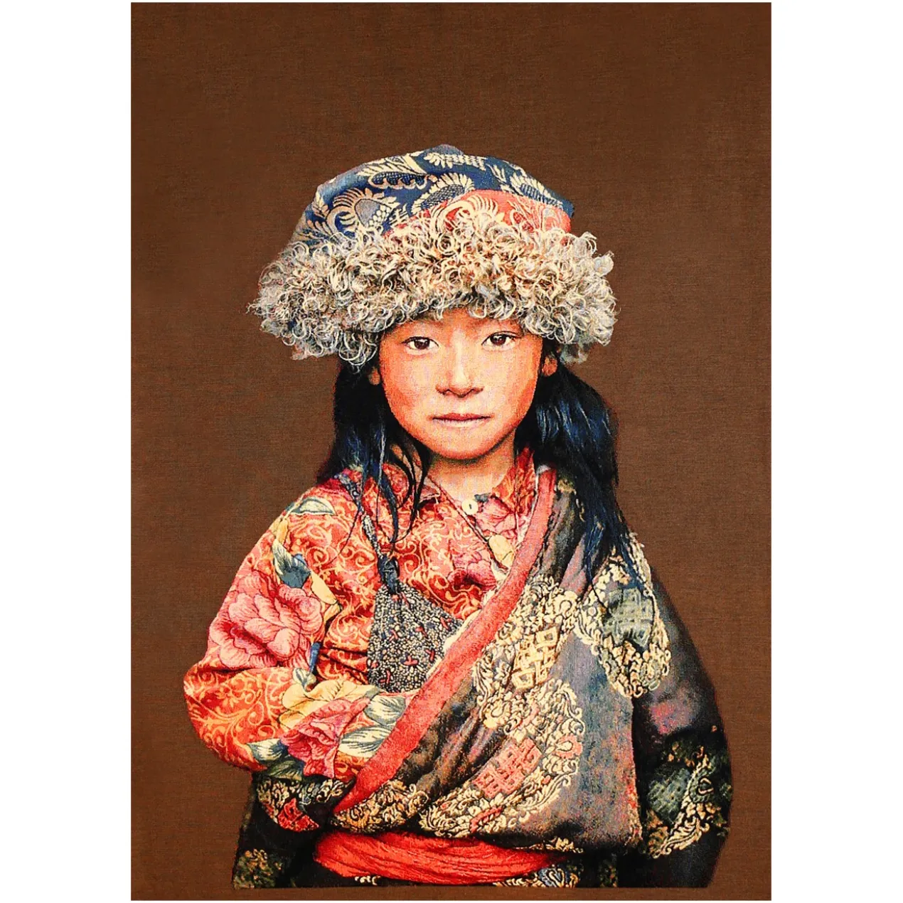 Wandpaneel geweven Tibetan Child taupe 80x120 cm