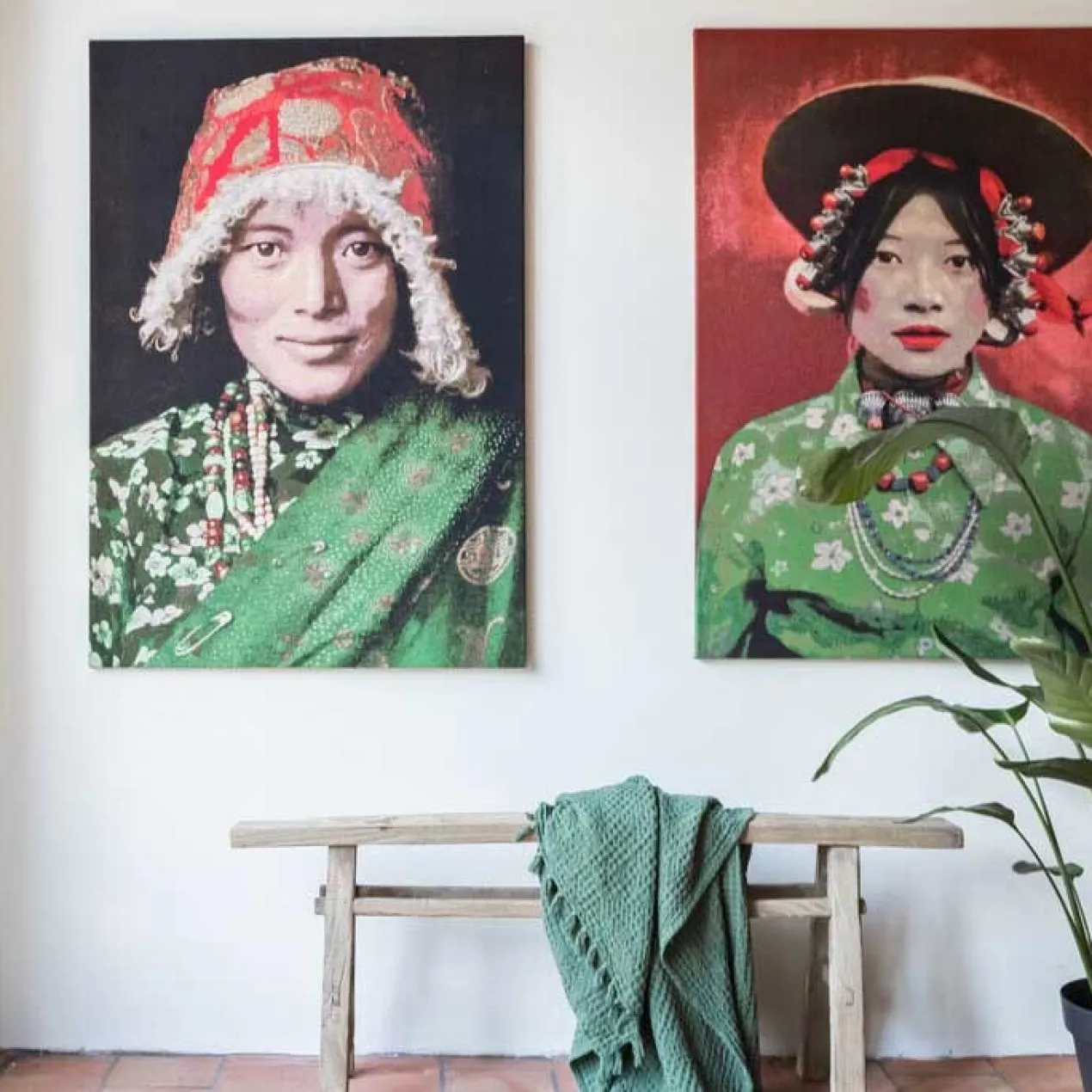 Wandpaneel geweven Tibetan Woman 120x180 cm