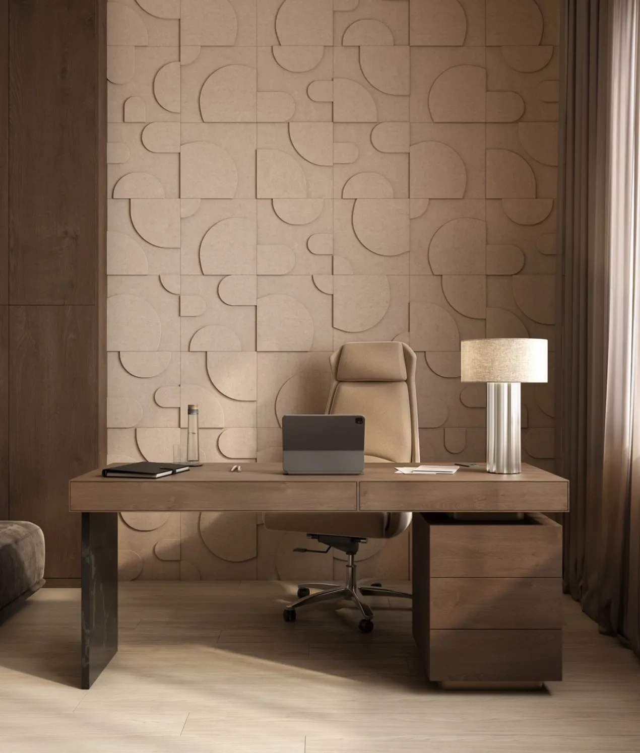 Wandpaneel Luna brown 40x40cm set van 4