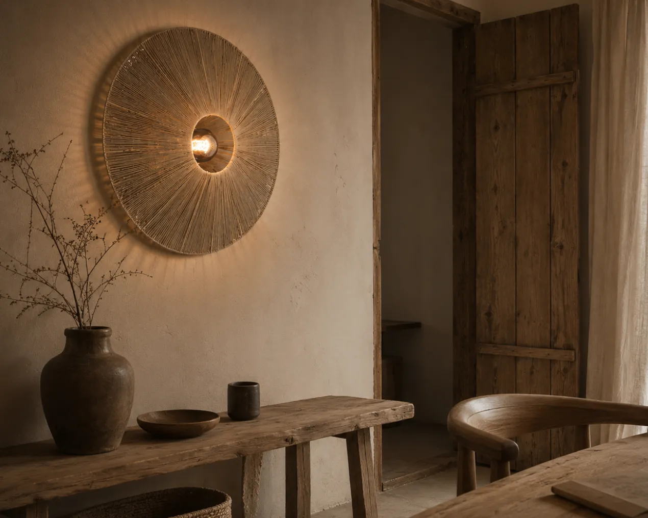 Wand / plafondlamp Owen naturel large