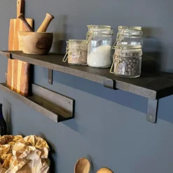 Wandplank Factory zwart S set van 2 - ACFW68