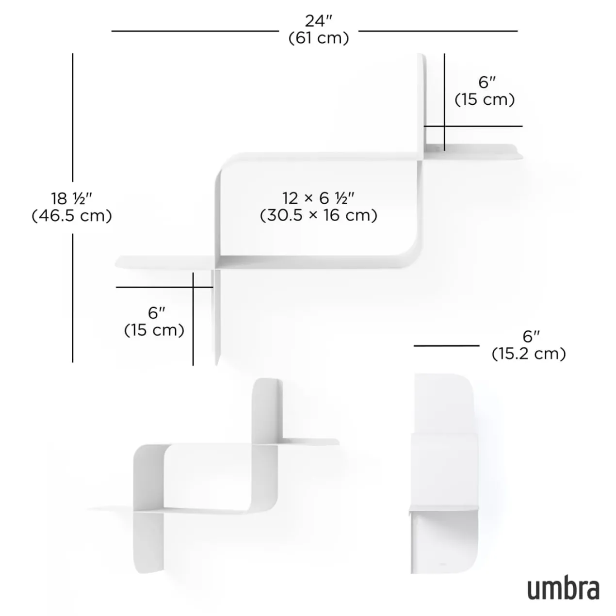 Wandplank Montage metaal wit - set van 2