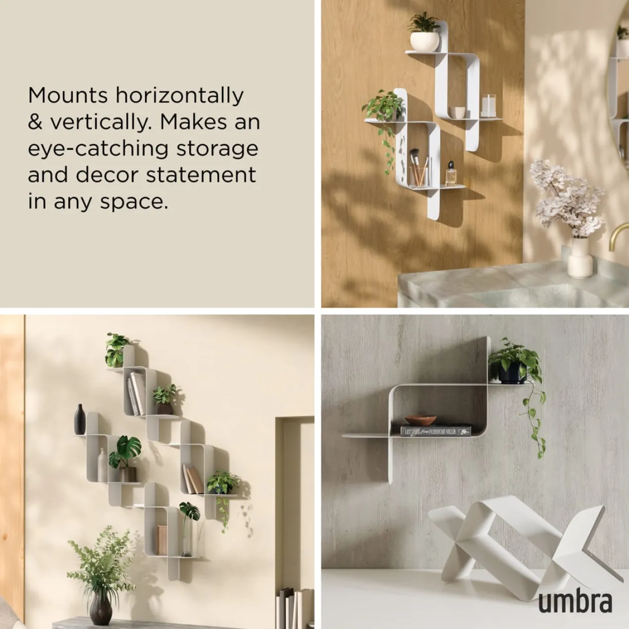 Wandplank Montage metaal wit - set van 2