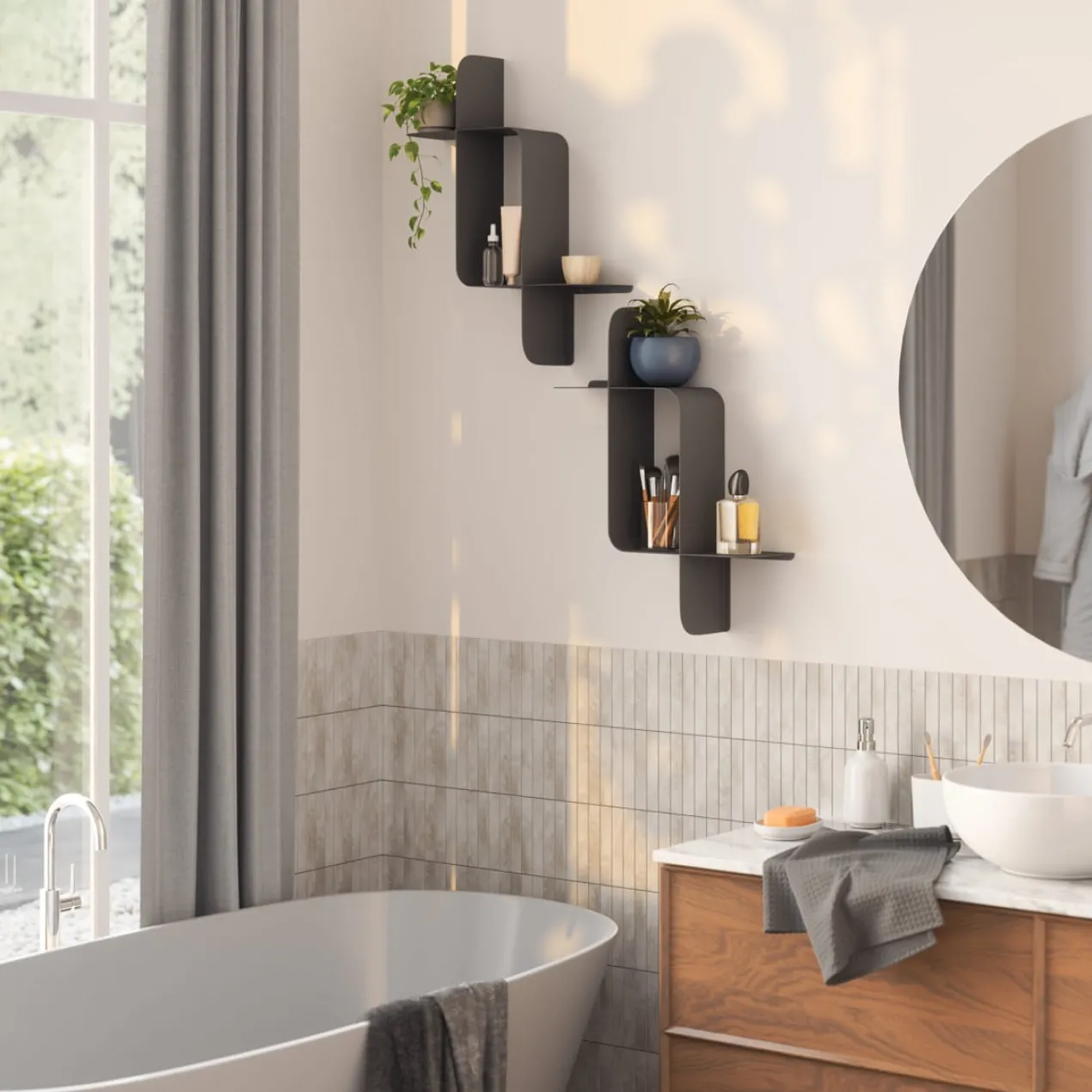 Wandplank Montage metaal zwart - set van 2