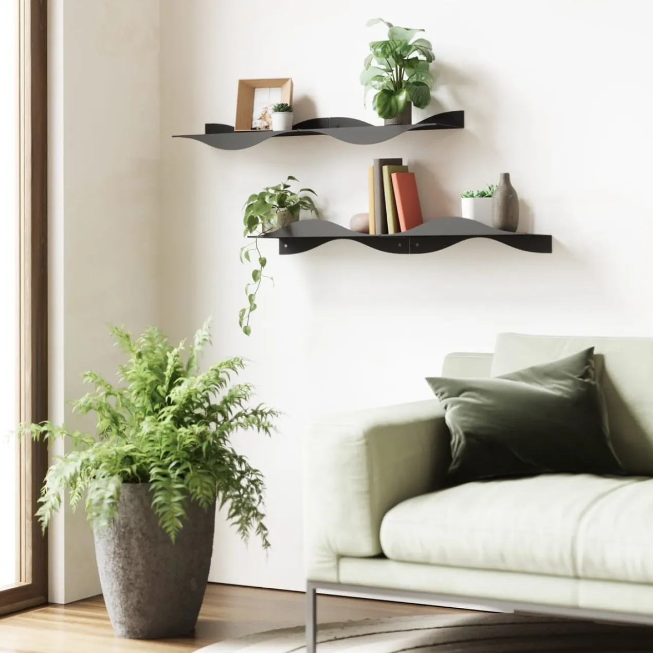 Wandplank Surf zwart - set van 2