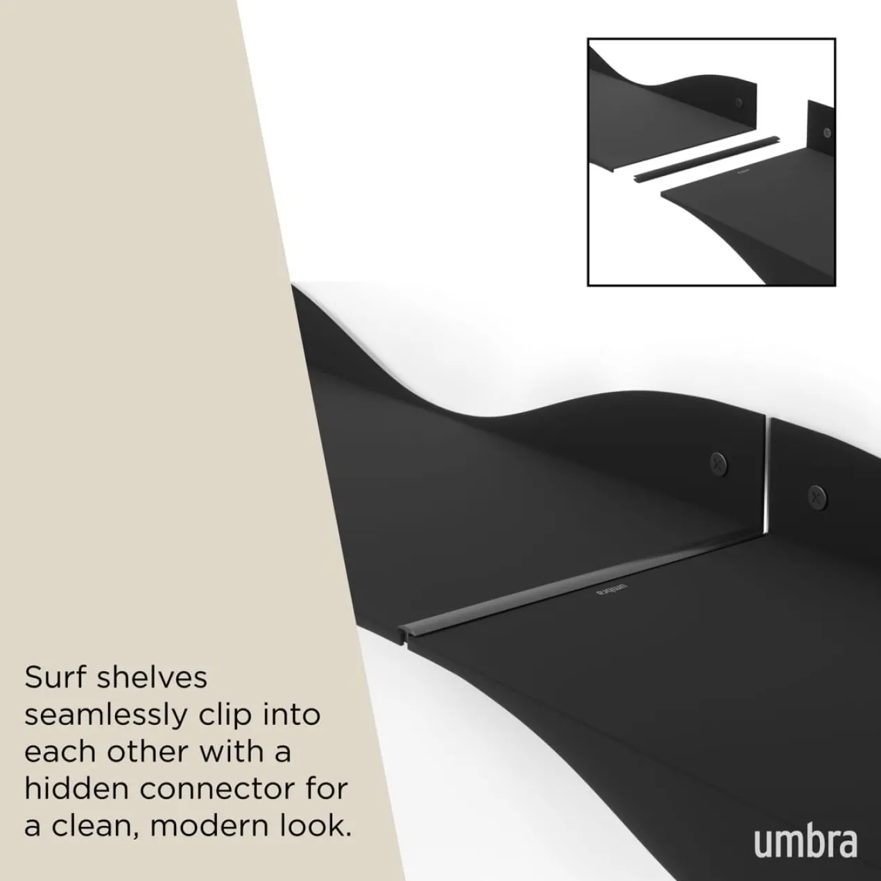 Wandplank Surf zwart - set van 2