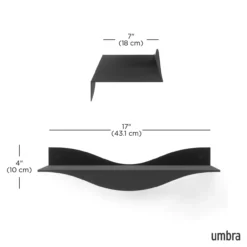 Wandplank Surf zwart - set van 2