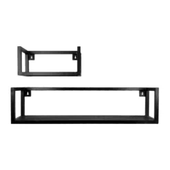 Wandplank Vintage zwart mangohout klein – set van 2