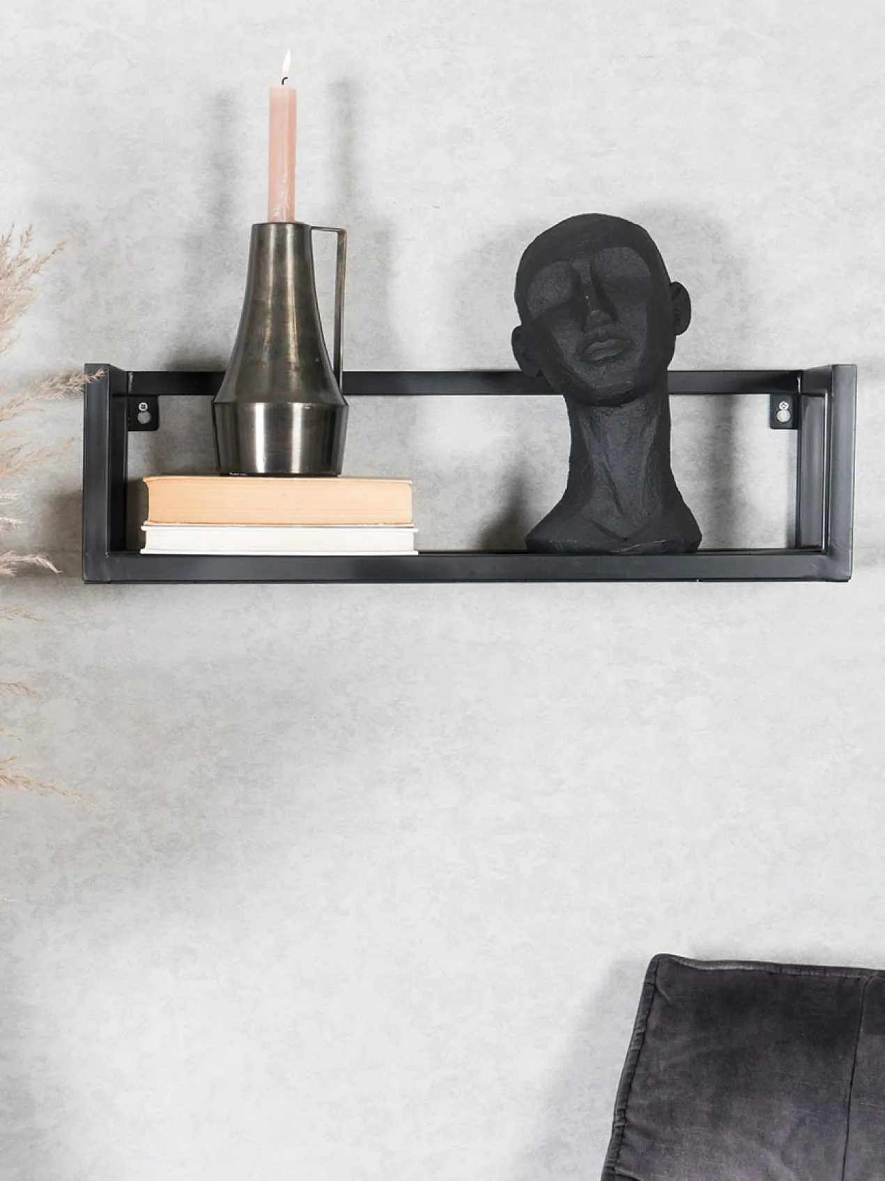 Wandplank Vintage zwart mangohout 37 cm