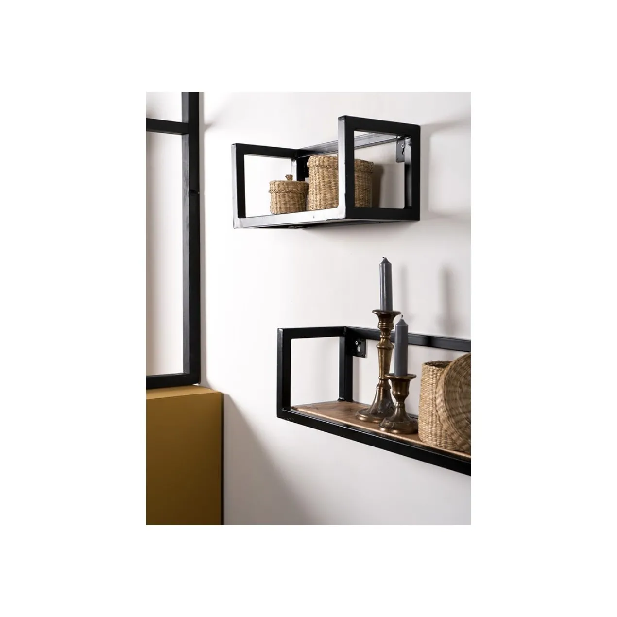 Wandplank Vintage zwart mangohout klein – set van 3