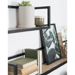 Wandplank Vintage zwart mangohout groot – set van 3