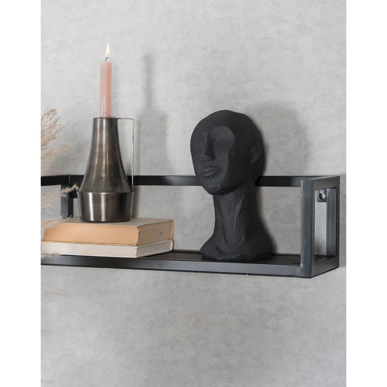 Wandplank Vintage zwart mangohout groot – set van 3
