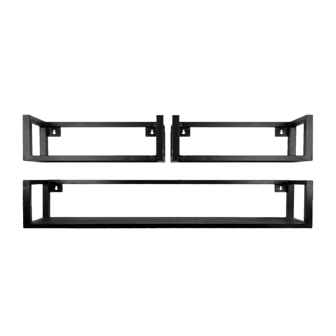 Wandplank Vintage zwart mangohout groot – set van 3