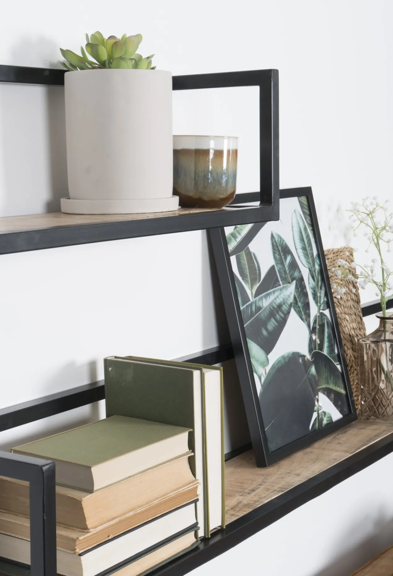 Wandplank Vintage Zwart Mangohout 140 cm