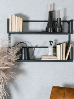 Wandplank Vintage Zwart Mangohout duo