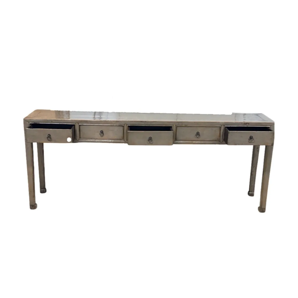 Wandtafel groen/bruin 5 lades wandtafel groen/bruin 5la 218x42x86