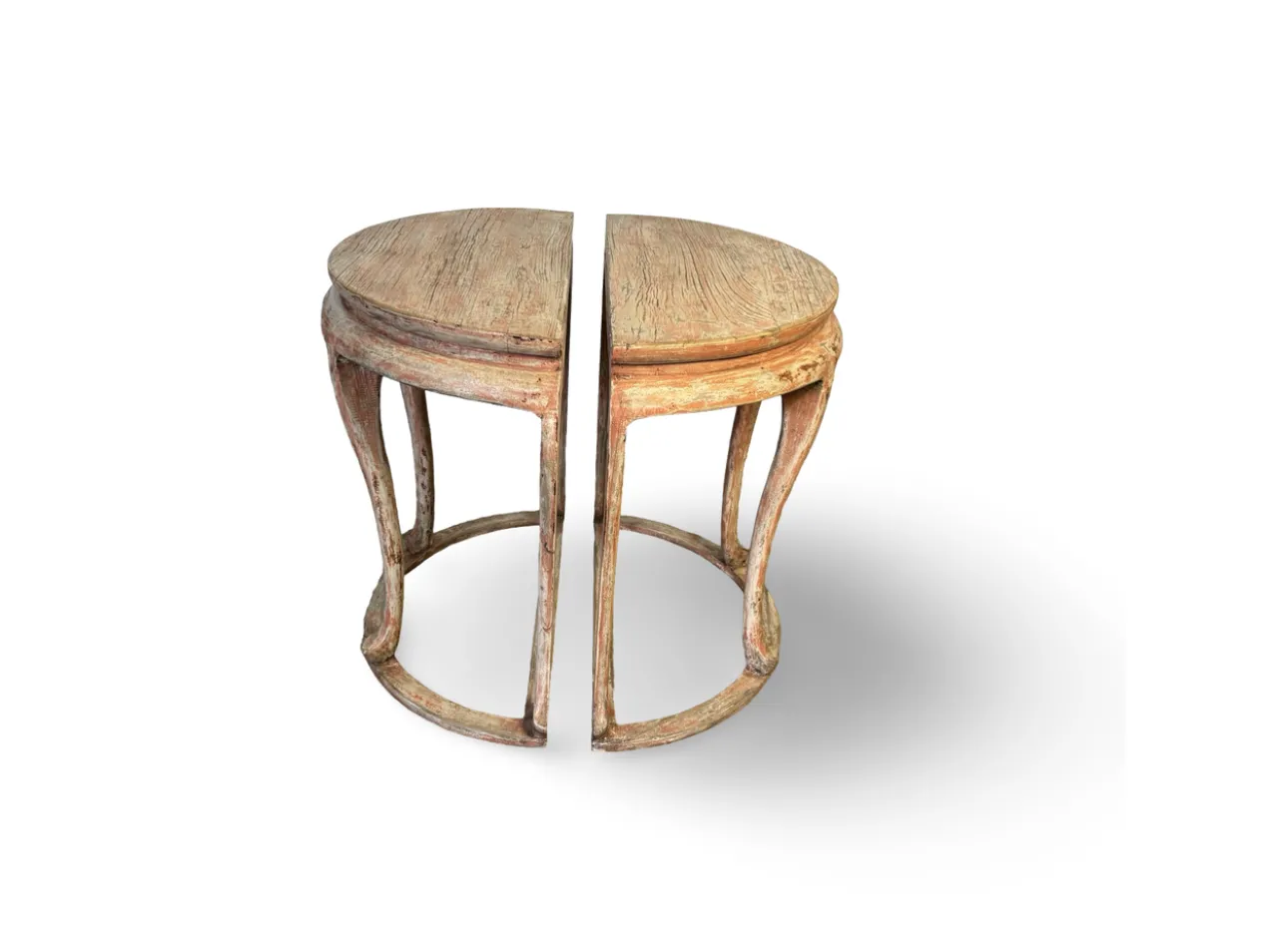 Wandtafel half rond zalmroze Wandtafel half rond uniek zalmroze