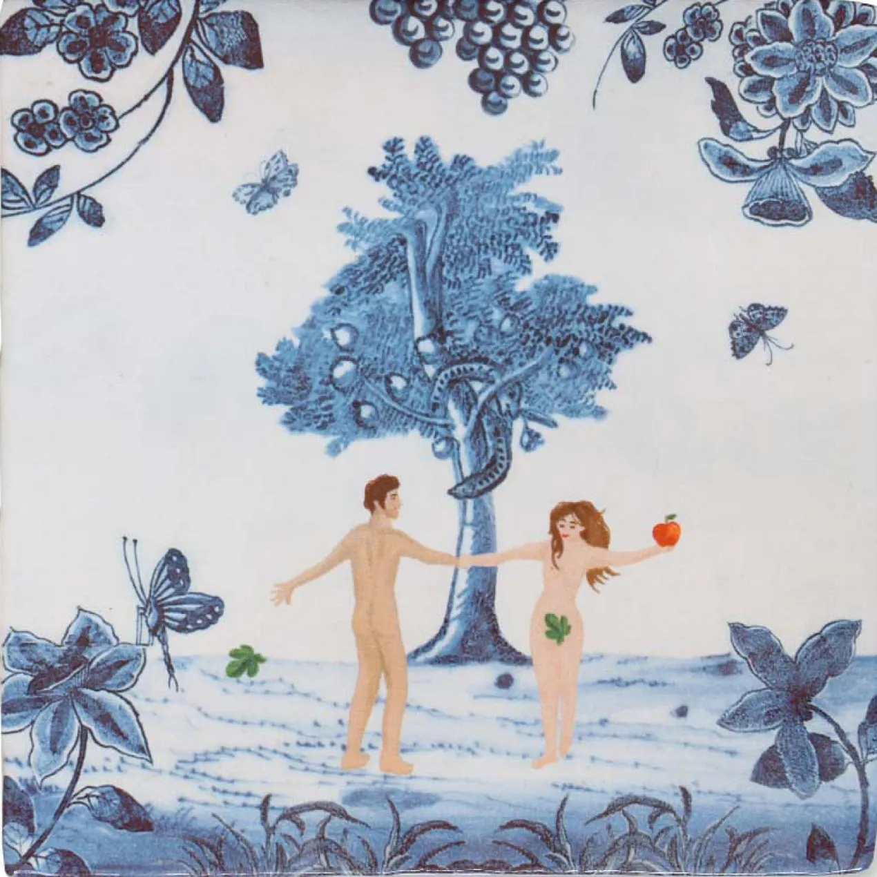 Wandtegel Adam & eve in the garden of eden S