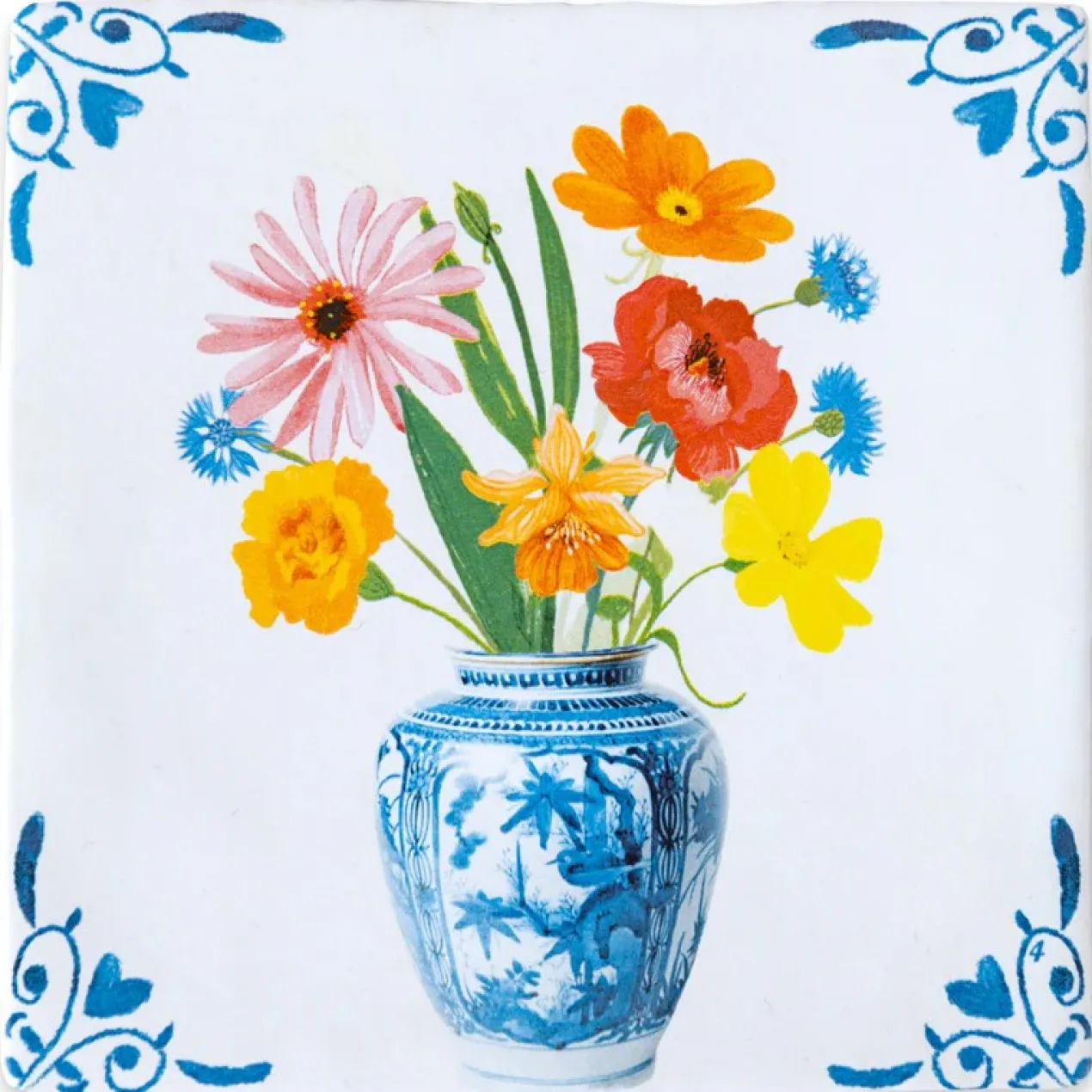 Wandtegel A Vase with love and bliss M