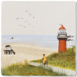 Wandtegel Fietsend op Vlieland M