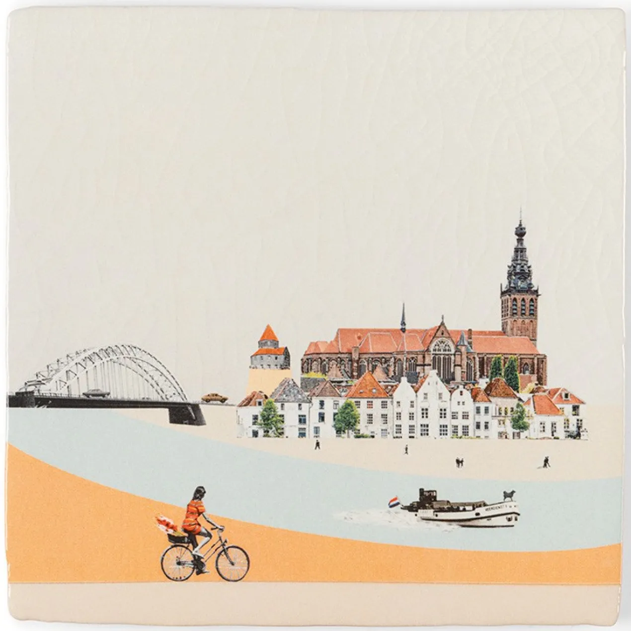 Wandtegel Nijmegen tussen Maas en Waal S