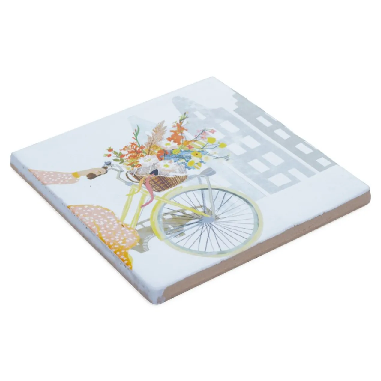 Wandtegel Vrolijkheid in een fietsmand S