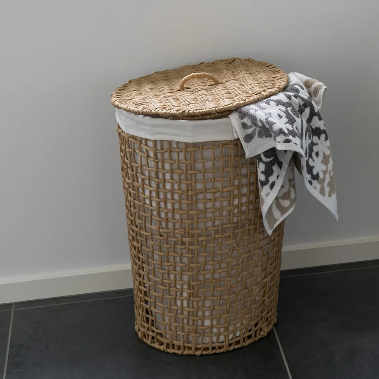 Wasmand Elsa met deksel Naturel