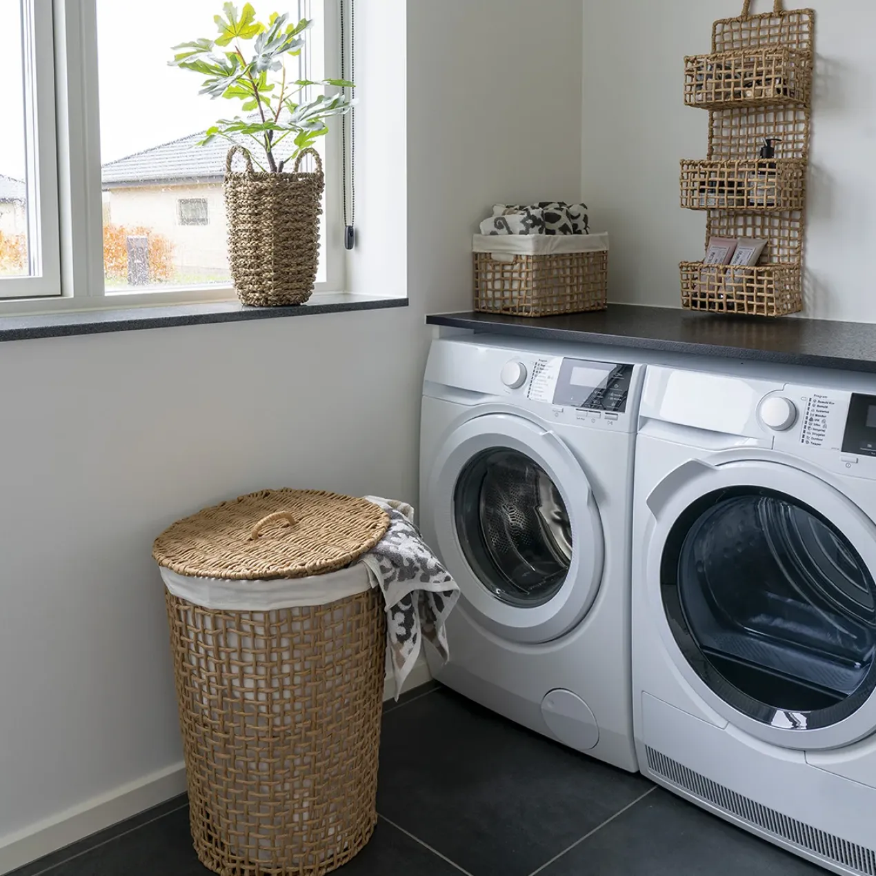 Wasmand Elsa met deksel Naturel