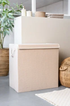 Wasmand rechthoek beige square XL 60x30 cm