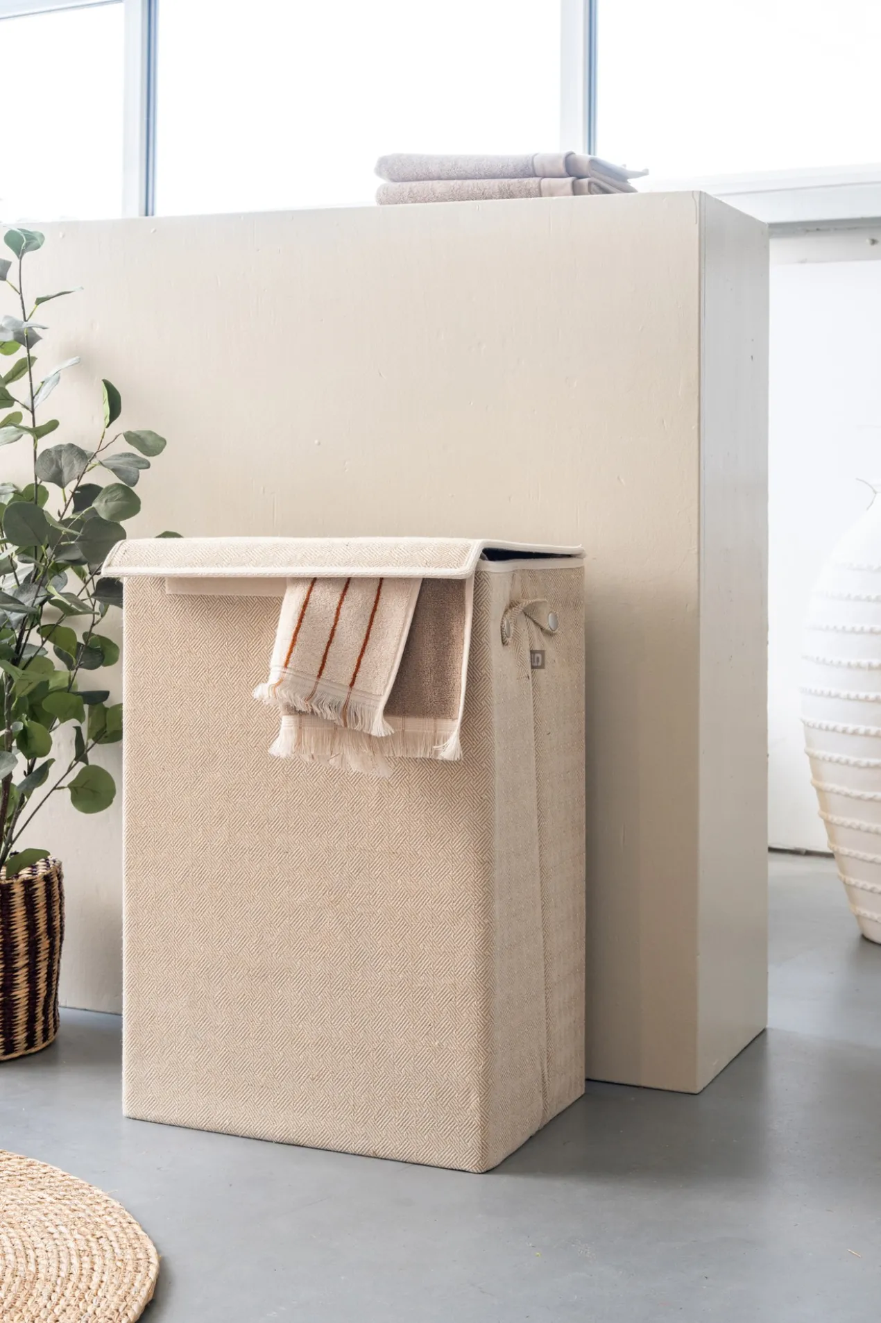 Wasmand rechthoek beige square 40x30 cm