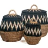 Waterhyacint mand Tali met deksel zwart/naturel Large
