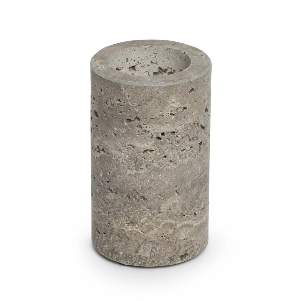 Waxinelichthouder cilinder Titanium Travertine L 6x10cm