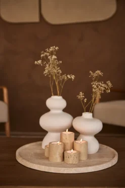 Waxinelichthouder cilinder Travertine M 6x7cm