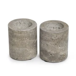 Waxinelichthouder cilinder Titanium Travertine M 6x7cm