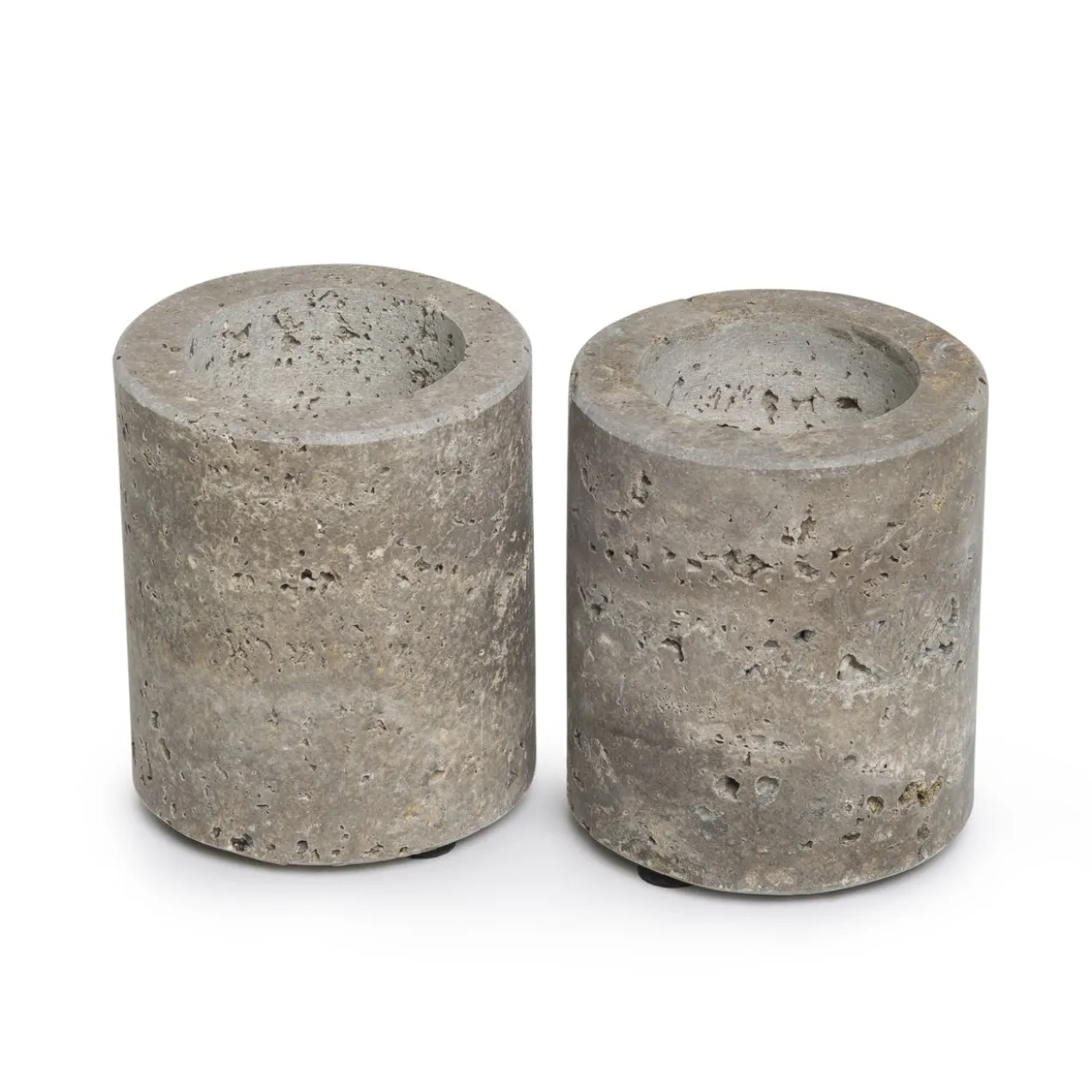 Waxinelichthouder cilinder Titanium Travertine M 6x7cm