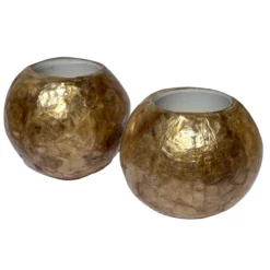 Waxinelichthouder Parelmoer goud - set van 2