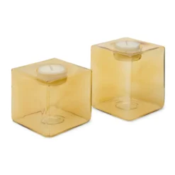 Waxinelichthouder Pia light H10 cm yellow