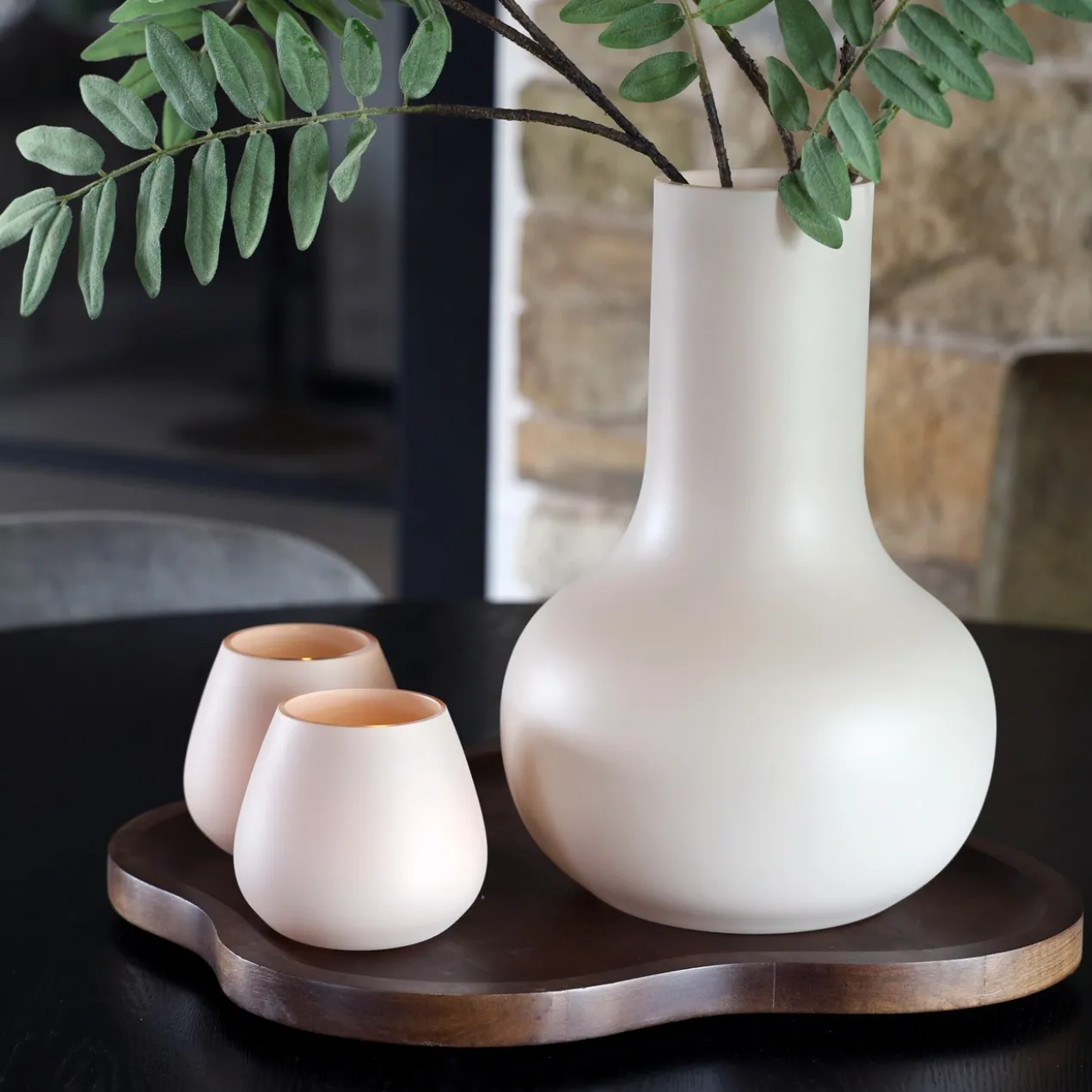Waxinelichthouder Tasman XS Ø12,5 cm matte ivory - set van 2