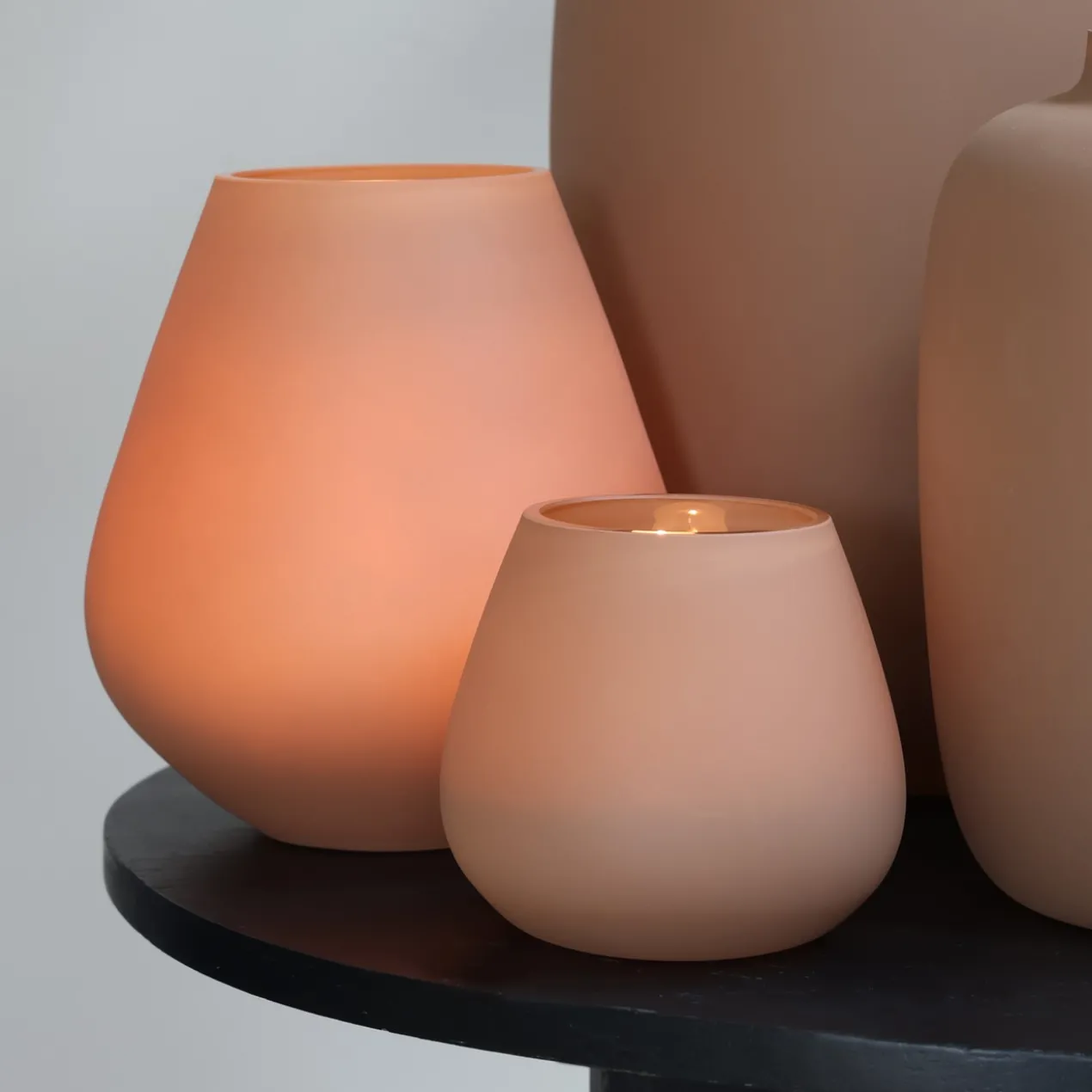 Waxinelichthouder Tasman XS Ø12,5 cm matte sand - set van 2