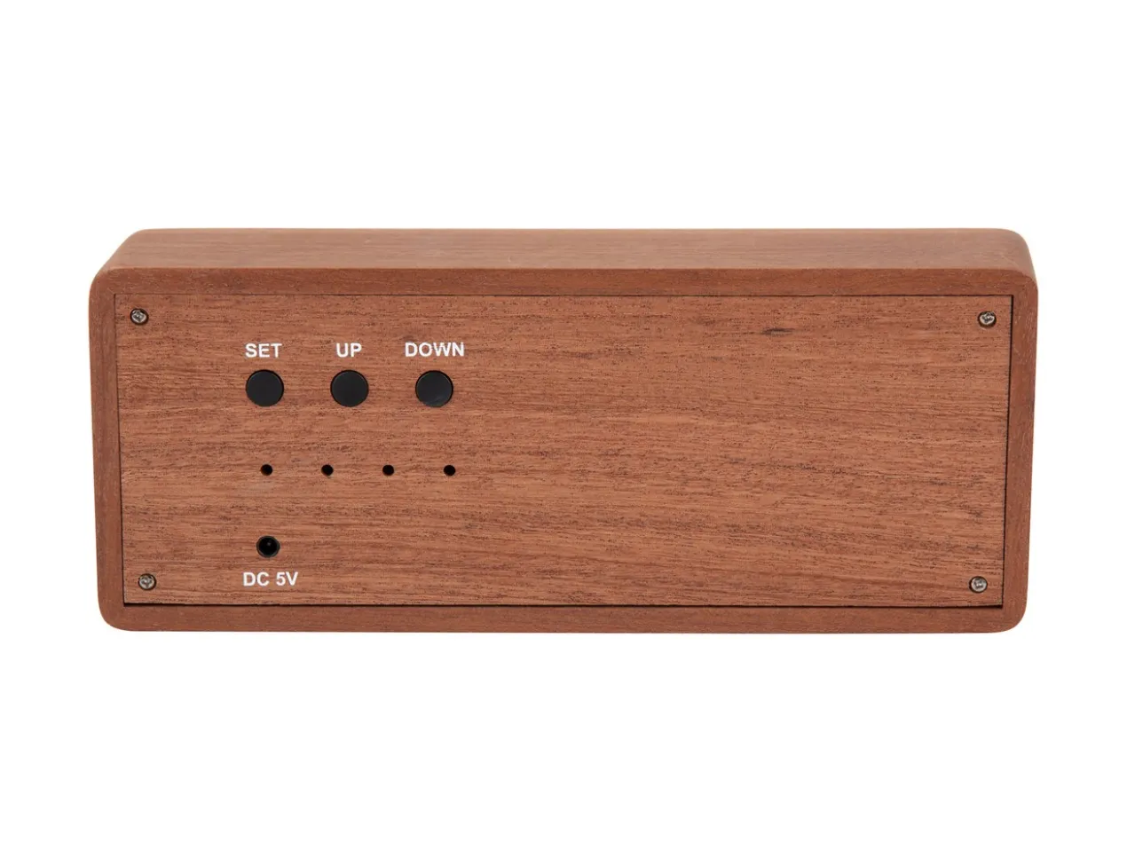 Wekker Solid Wood Engraved - Donker hout